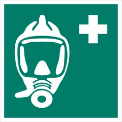 ISO 7010 E029 Emergency escape breathing device sign — Emergency / Escape safety pictogram