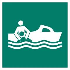 ISO 7010 E037 Rescue boat sign — Emergency / Escape safety pictogram