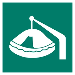 ISO 7010 E039 Davit-launched liferaft sign — Emergency / Escape safety pictogram