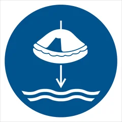 Lower liferaft to the water in launch sequence