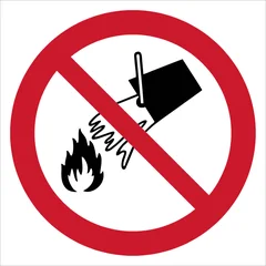 ISO 7010 P011 Do not extinguish with water sign — Prohibition safety pictogram