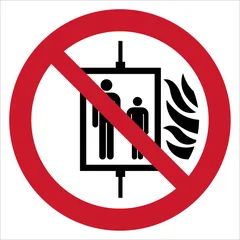 ISO 7010 P020 Do not use lift in the event of fire sign — Prohibition safety pictogram