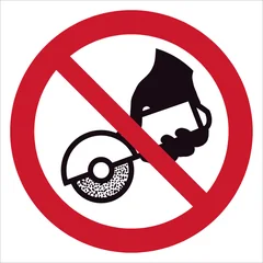 ISO 7010 P034 Do not use with hand-held grinder sign — Prohibition safety pictogram