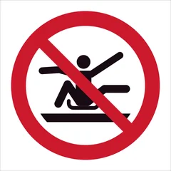 ISO 7010 P046 Do not stretch out of toboggan sign — Prohibition safety pictogram
