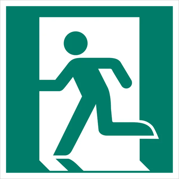 ISO 7010 E001 Emergency exit (left hand) sign — Emergency / Escape safety pictogram