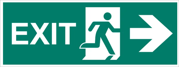 ISO 7010 E002 (RIGHT) Emergency exit (right hand) (right) sign — Emergency / Escape safety pictogram