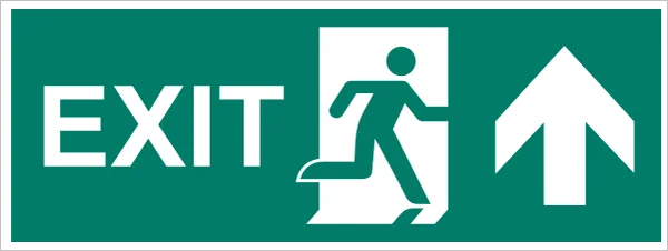 ISO 7010 E002 (UP) Emergency exit (right hand) (up) sign — Emergency / Escape safety pictogram