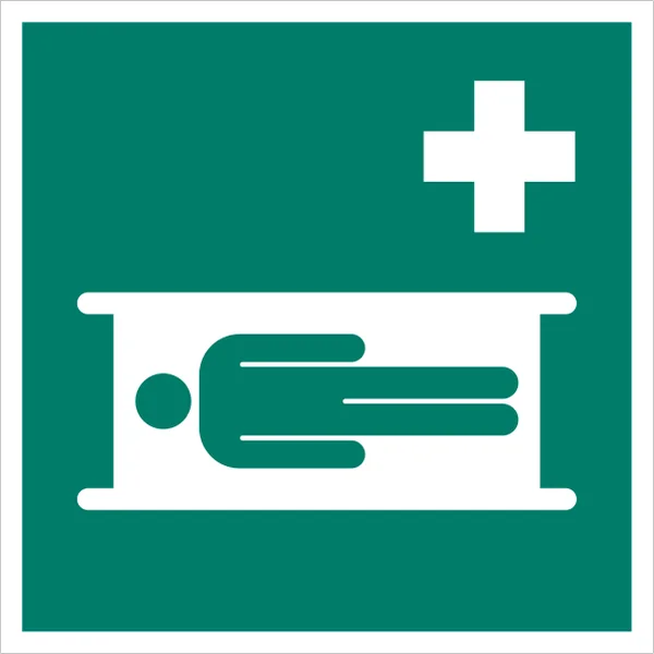 ISO 7010 E013 Stretcher sign — Emergency / Escape safety pictogram
