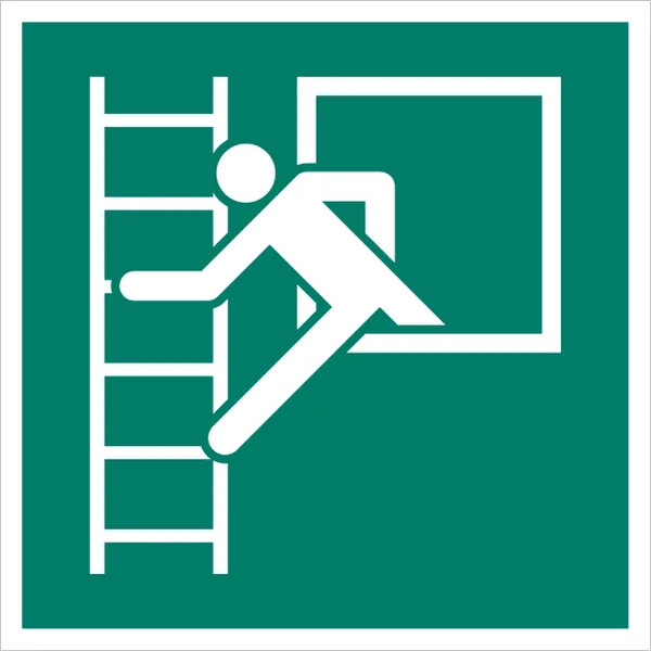ISO 7010 E016 Emergency window with escape ladder sign — Emergency / Escape safety pictogram