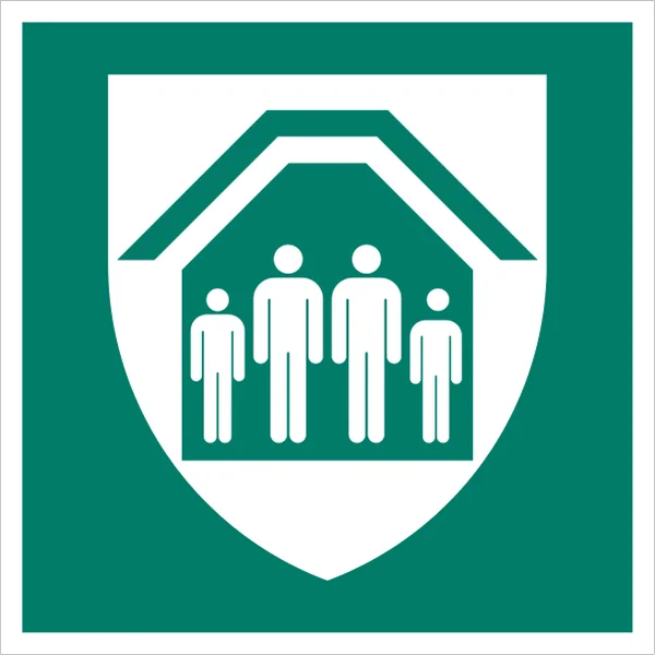 ISO 7010 E021 Protection shelter sign — Emergency / Escape safety pictogram