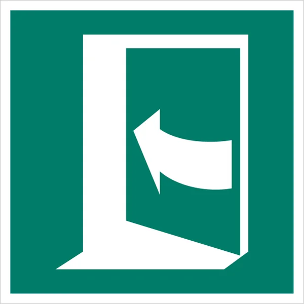 ISO 7010 E022 Door opens by pushing on the left-hand side sign — Emergency / Escape safety pictogram