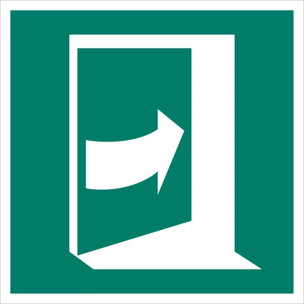 ISO 7010 E023 Door opens by pushing on the right-hand side sign — Emergency / Escape safety pictogram