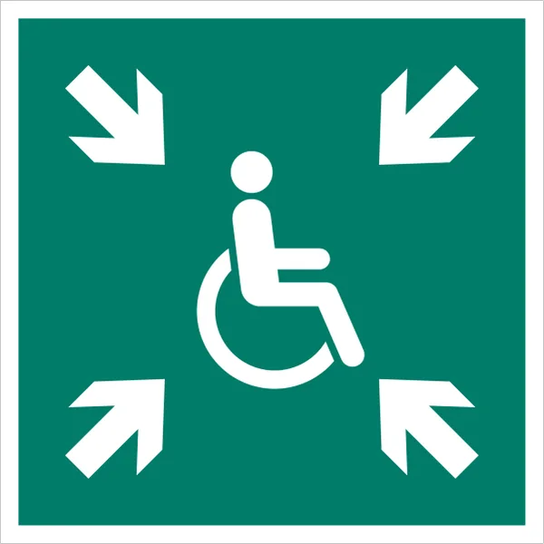 ISO 7010 E024 Evacuation temporary refuge sign — Emergency / Escape safety pictogram