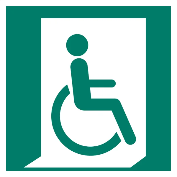 ISO 7010 E030 Emergency exit for people unable to walk or with walking impairment (right) sign — Emergency / Escape safety pictogram