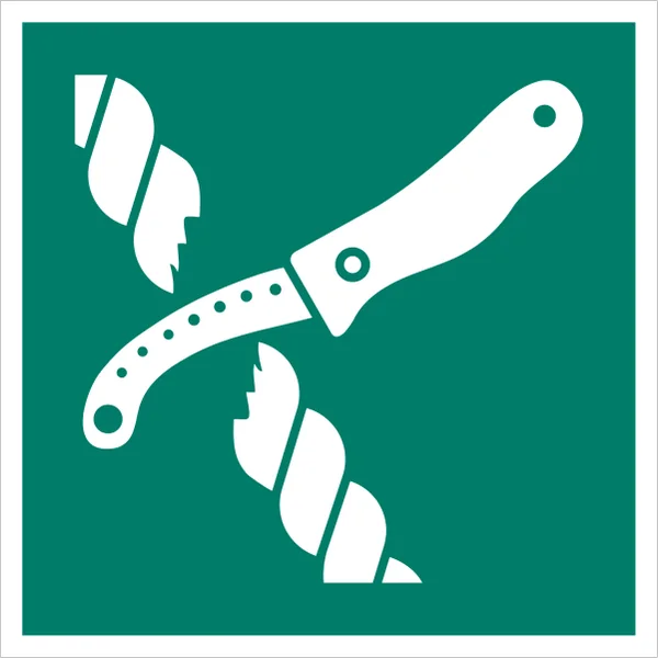 ISO 7010 E035 Liferaft knife sign — Emergency / Escape safety pictogram