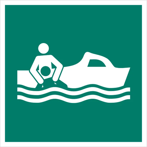 ISO 7010 E037 Rescue boat sign — Emergency / Escape safety pictogram