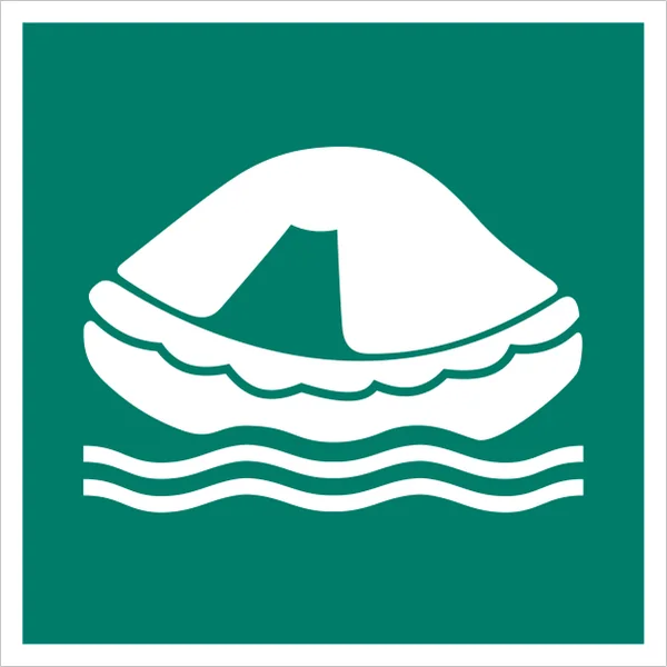 ISO 7010 E038 Liferaft sign — Emergency / Escape safety pictogram