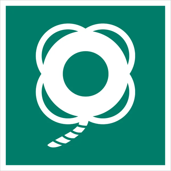 ISO 7010 E041 Lifebuoy with line sign — Emergency / Escape safety pictogram
