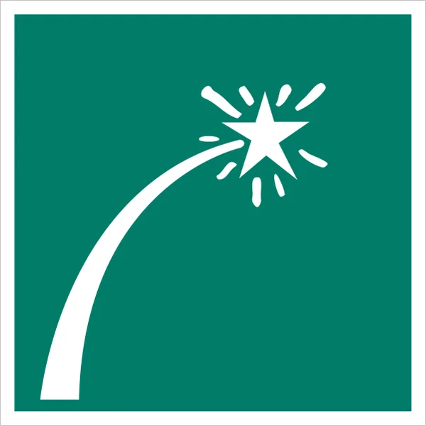 ISO 7010 E048 Survival craft distress signals sign — Emergency / Escape safety pictogram