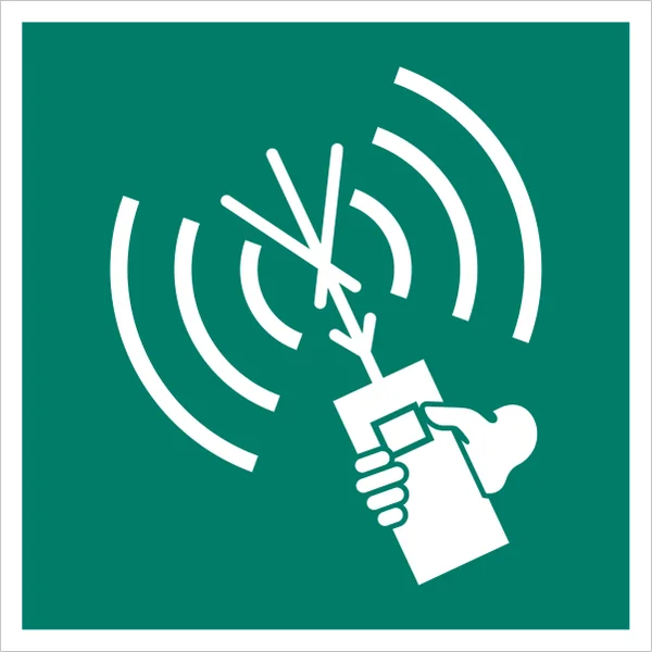 ISO 7010 E051 Two-way VHF radiotelephone apparatus sign — Emergency / Escape safety pictogram