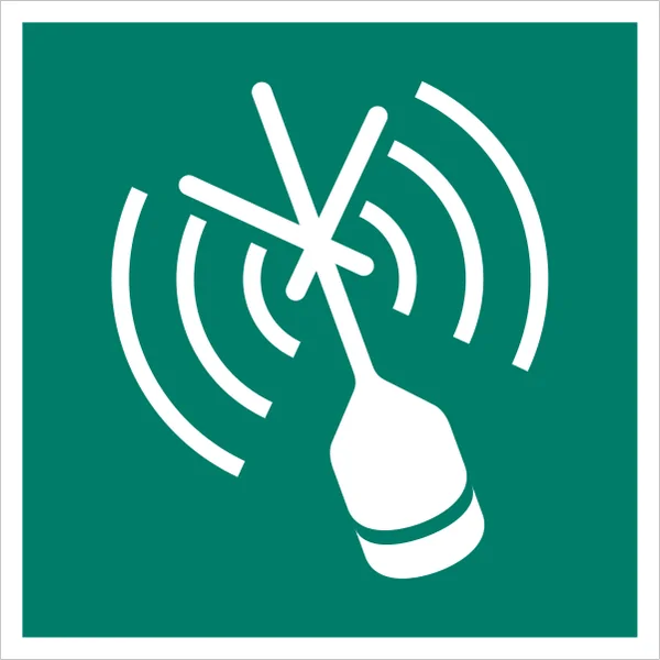 ISO 7010 E052 Emergency position indicating radio beacon sign — Emergency / Escape safety pictogram