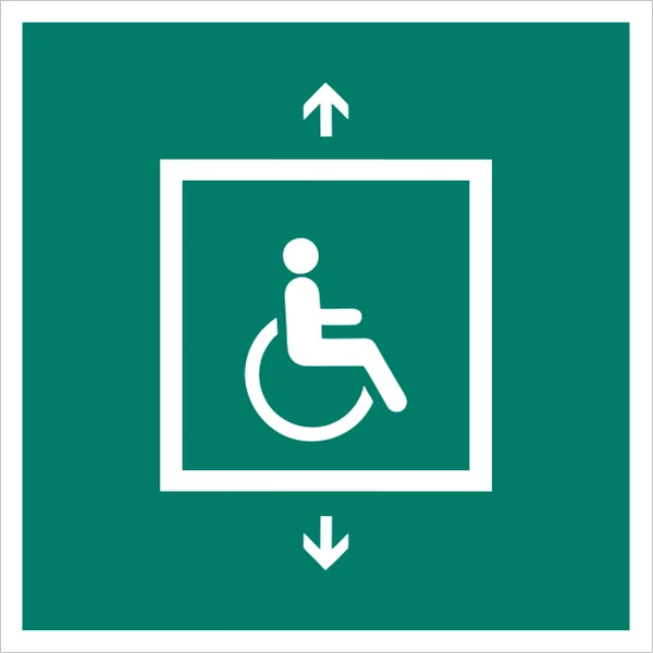 ISO 7010 E070 Evacuation lift for people unable to use stairs sign — Emergency / Escape safety pictogram
