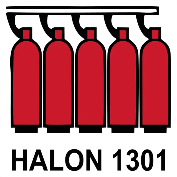 IMO A.654(16) IMPA 33.6010 Halon 1301 battery sign — Fire Control Plan (ISO 17631) safety pictogram
