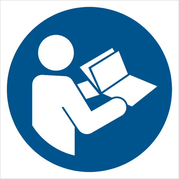 ISO 7010 M002 Refer to instruction manual/booklet sign — Mandatory safety pictogram