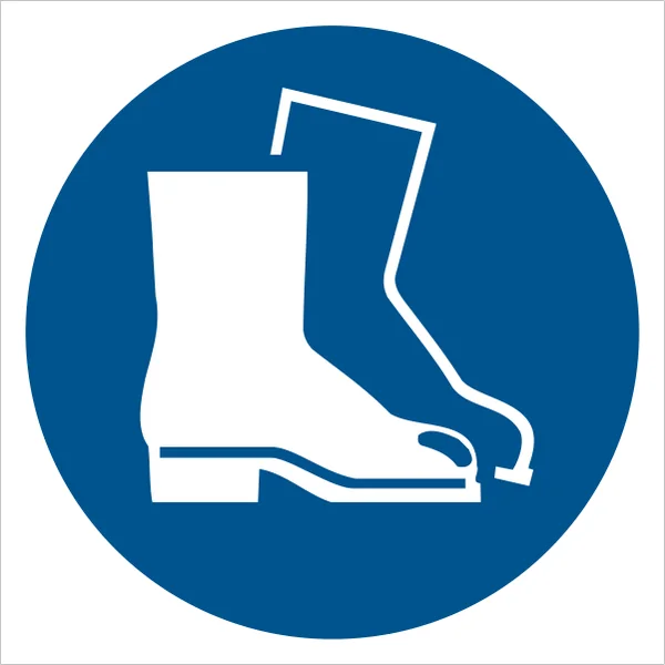 ISO 7010 M008 Wear safety footwear sign — Mandatory safety pictogram