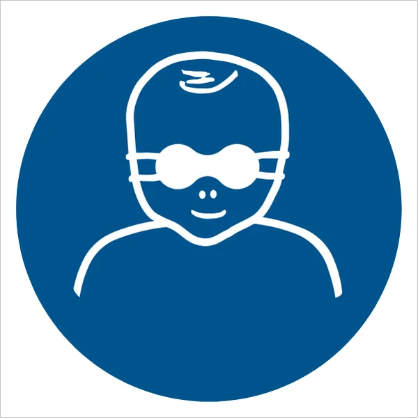 ISO 7010 M025 Protect infants' eyes with opaque eye protection sign — Mandatory safety pictogram