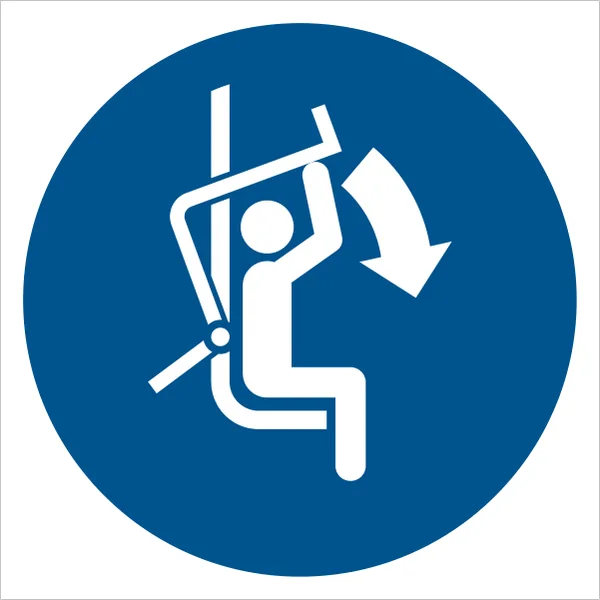 ISO 7010 M033 Close safety bar of chairlift sign — Mandatory safety pictogram