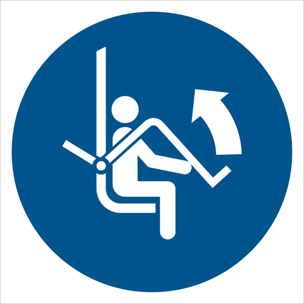 ISO 7010 M034 Open safety bar of chairlift sign — Mandatory safety pictogram
