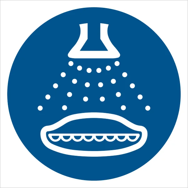 ISO 7010 M043 Start water spray in launch sequence sign — Mandatory safety pictogram
