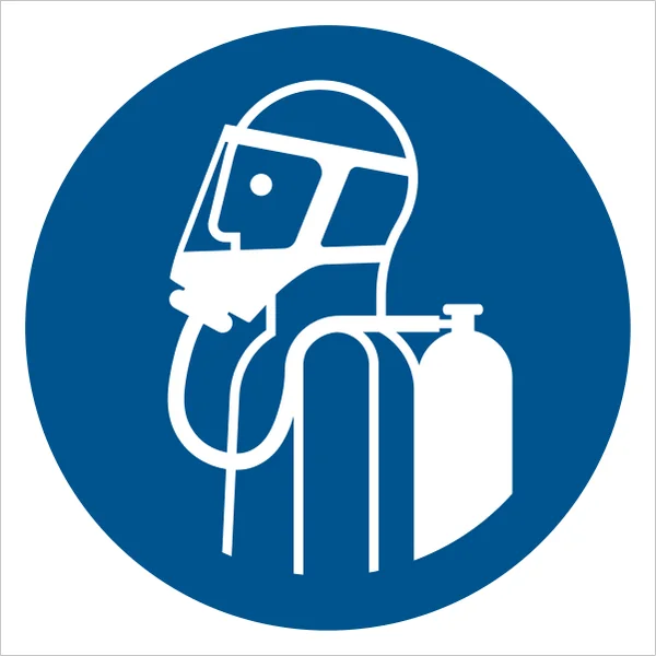 ISO 7010 M047 Use self-contained breathing appliance sign — Mandatory safety pictogram