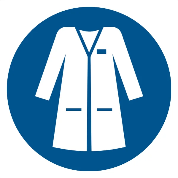 ISO 7010 M059 Wear laboratory coat sign — Mandatory safety pictogram