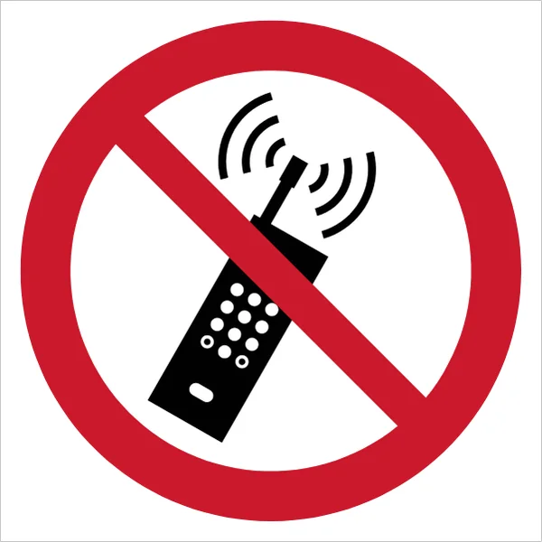 ISO 7010 P013 No activated mobile phone sign — Prohibition safety pictogram