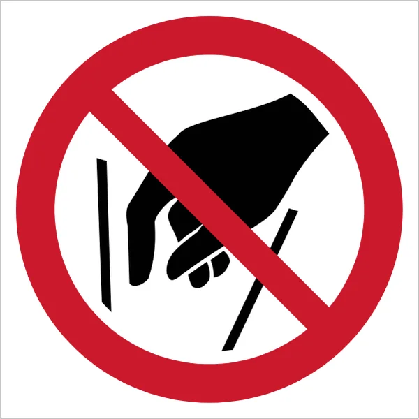 ISO 7010 P015 No reaching in sign — Prohibition safety pictogram