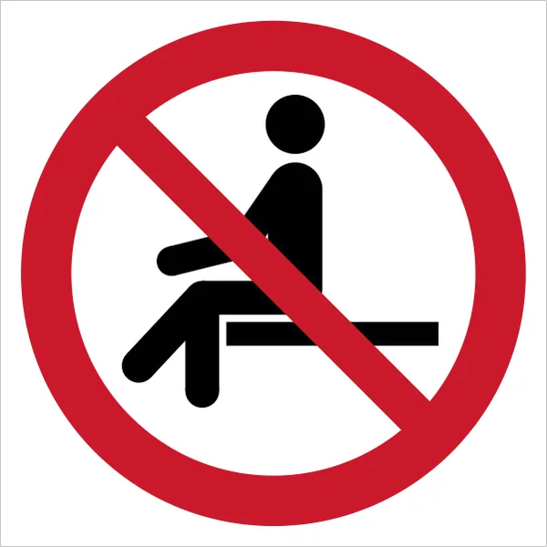 ISO 7010 P018 No sitting sign — Prohibition safety pictogram