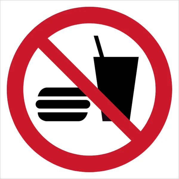ISO 7010 P022 No eating or drinking sign — Prohibition safety pictogram