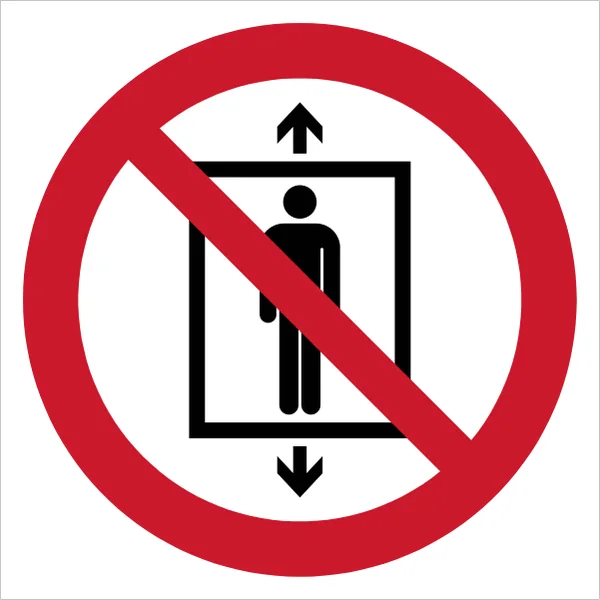 ISO 7010 P027 Do not use this lift for people sign — Prohibition safety pictogram
