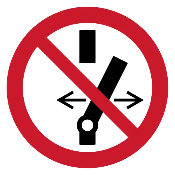 ISO 7010 P031 Do not alter the state of the switch sign — Prohibition safety pictogram