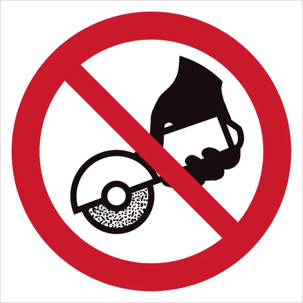 ISO 7010 P034 Do not use with hand-held grinder sign — Prohibition safety pictogram