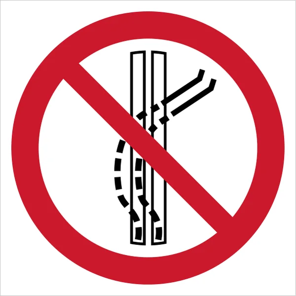 ISO 7010 P037 Do not leave the tow-track sign — Prohibition safety pictogram