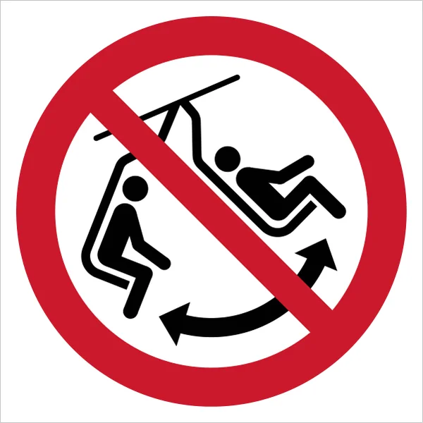 ISO 7010 P038 Do not swing the chair sign — Prohibition safety pictogram