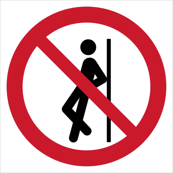 ISO 7010 P041 No leaning against sign — Prohibition safety pictogram