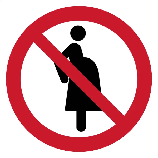 ISO 7010 P042 Not for pregnant women sign — Prohibition safety pictogram