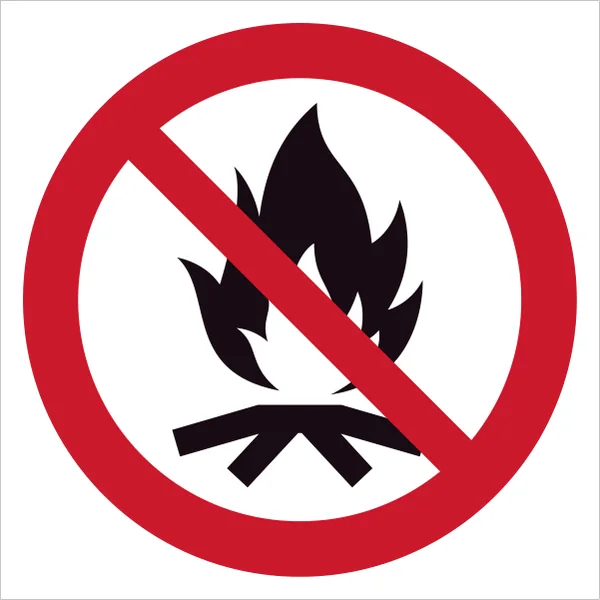 ISO 7010 P045 No campfire sign — Prohibition safety pictogram