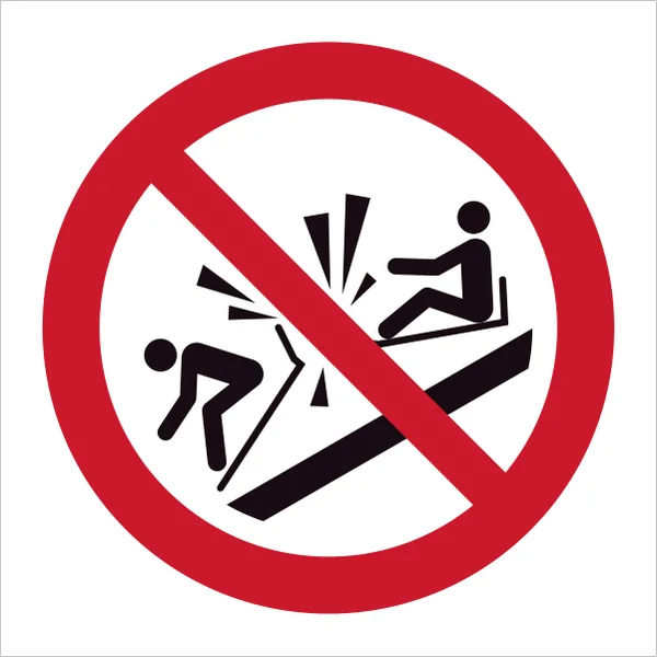 ISO 7010 P047 Do not ram into toboggans sign — Prohibition safety pictogram
