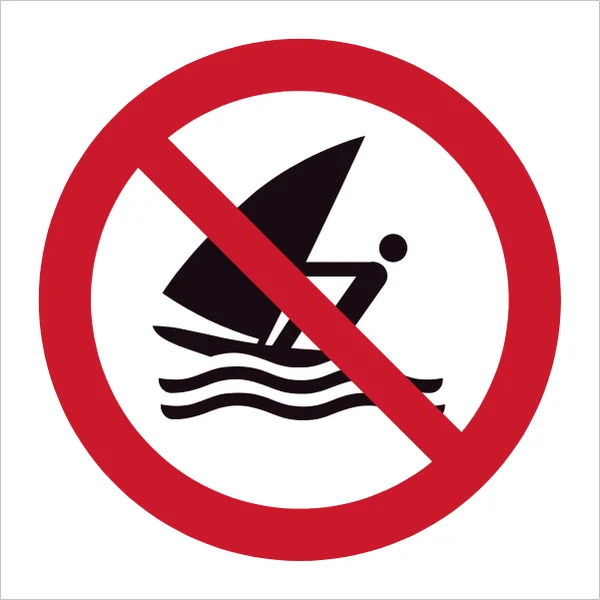 ISO 7010 P054 No windsurfing sign — Prohibition safety pictogram