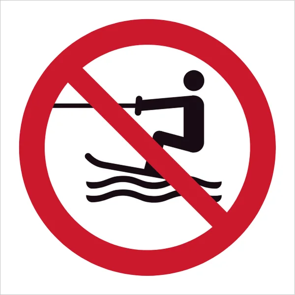 ISO 7010 P058 No towed water activity sign — Prohibition safety pictogram